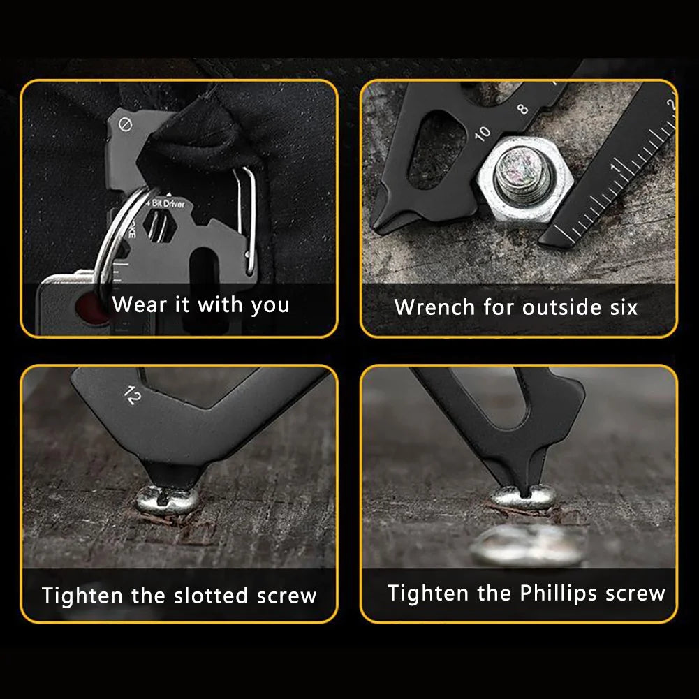 Stainless Steel Outdoor Carabiner Clip: Multifunction Keychain Ring with Bottle Opener - Camping and Climbing Accessories