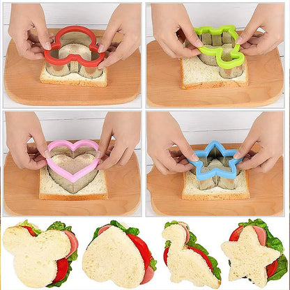 Children's Sandwich and Cookie Cutters Set - Fun Shapes Food Mold for Bread, Fruit, Vegetables - Kid-Friendly Baking Tools