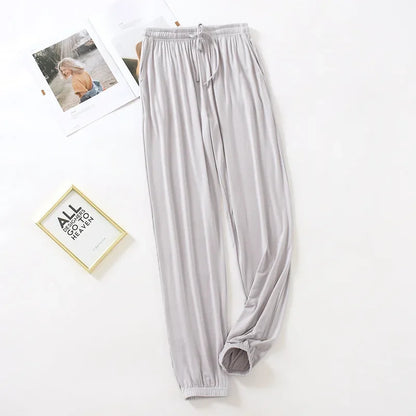 New Style Women’s Home Pants – Spring & Summer Thin Modal Loose Fit Solid Color Plus Size Bottoms