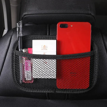 Car Leather Mesh Bag Oxford Fabric Storage Net | Interior Organizer for Phones, Coins, Keys | Auto Stowing Tidying Tools