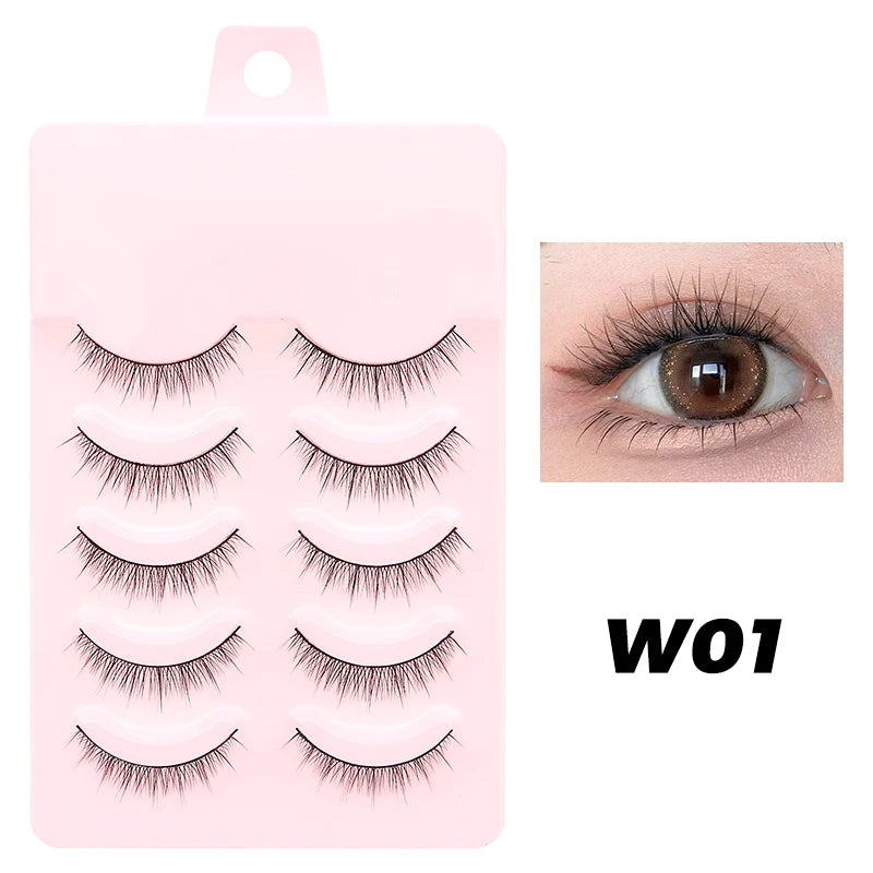 DINGSEN 5 Pairs Manga Style False Eyelashes — Soft, Natural, Long Anime Wispy Strip Lashes for Makeup