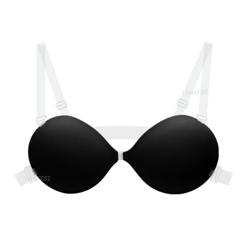 5CM Thick Women’s Invisible Push-Up Bra – Backless Adhesive Lingerie with Transparent Strap for Wedding & Small Bust Lift