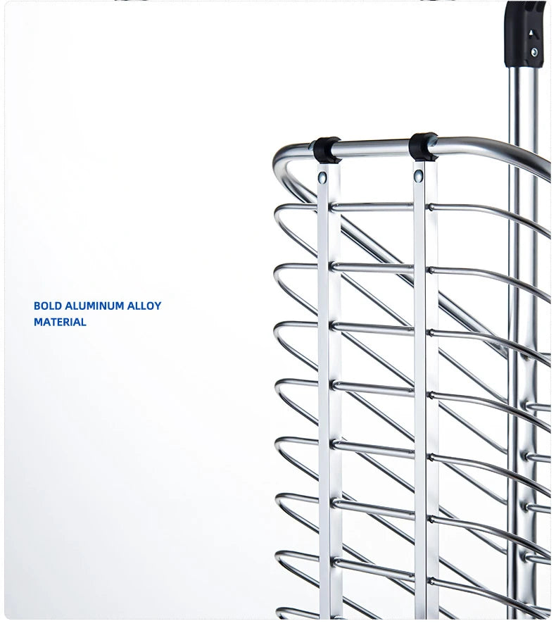 Portable Aluminum Alloy Grocery Cart – Folding Trolley with Large Capacity, Lightweight & Step Climbing Design