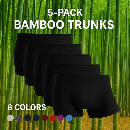 5-Pack Bamboo Men’s Boxers Underwear Plus Size XL–6XL, Breathable Gym Shorts Style Soft Black Underpants Gift Set