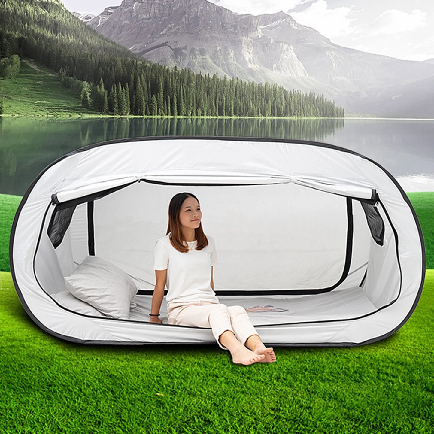 Folding Portable Privacy Bed Tent – Fully Enclosed Outdoor Camping Bed Tent with Shading for Kids & Adults