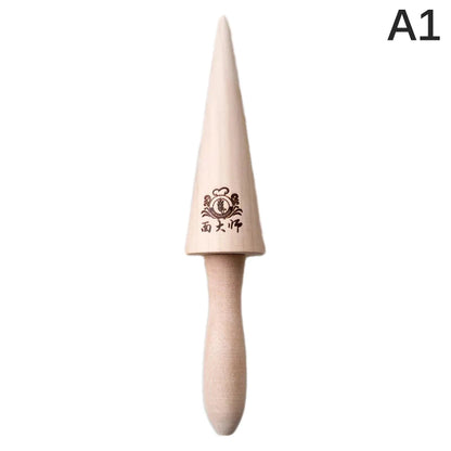 Wooden Egg Roll Ice Cream Cone Mold – Spiral Croissant & Cream Horn Pastry Roller for Omelet, Waffle & Baking Kitchen Tool