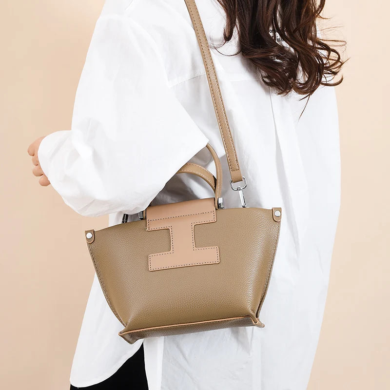Luxury Cowhide Women’s Tote Bag – High-Quality Genuine Leather Shoulder and Crossbody Handbag, Fashionable Sac A Main