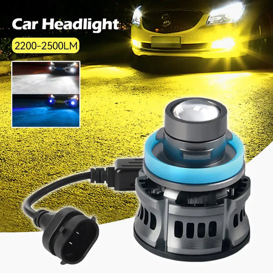 Laser Lens Car Headlight & Fog Light Bulb – H7/H8/H9/H11/9006 HB4 LED, White/Yellow/Ice Blue