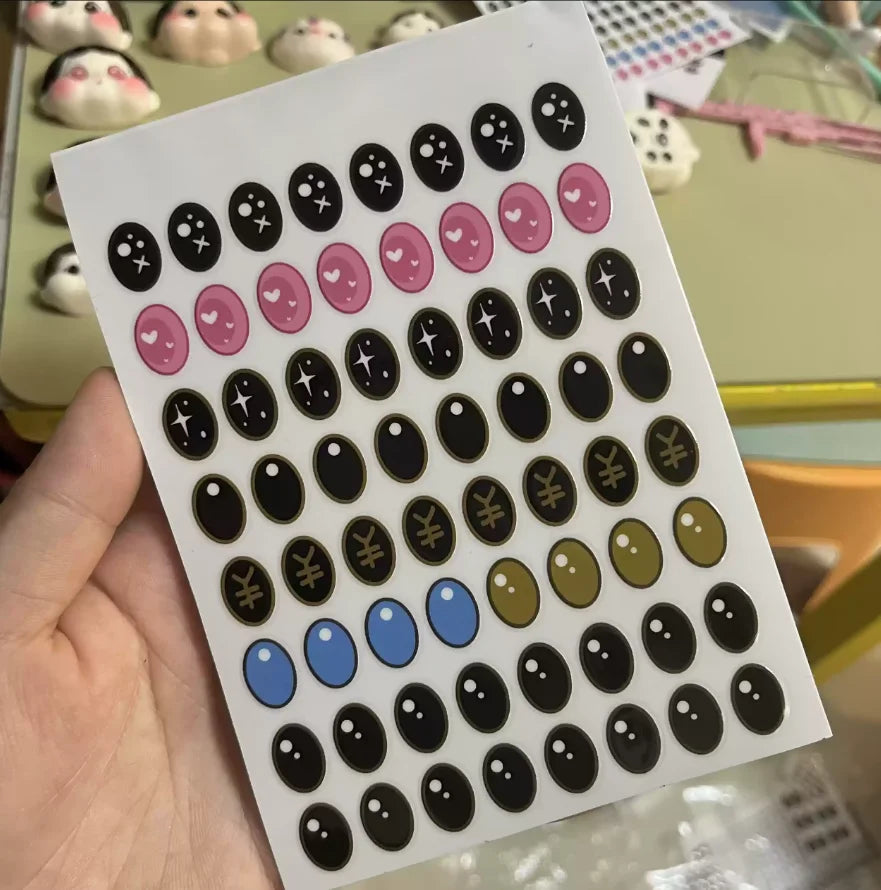 17cm Labubu V1/V2 Custom Eye Stickers Eyelash Vinyl Doll Makeup DIY Tools Accessories