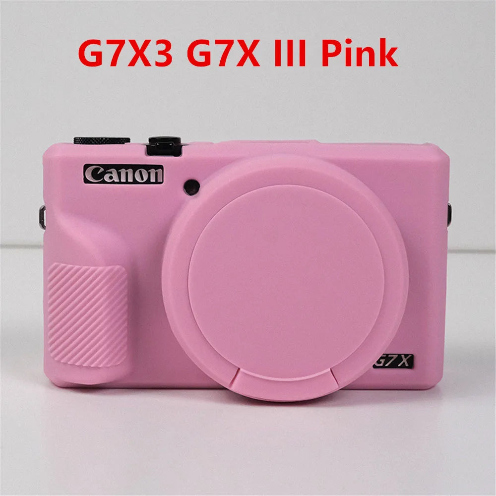 Canon G7X Mark II Silicone Camera Case - Soft Rubber Protective Skin Cover with Lens Protector for G7XII G7X2 G7X3 G7XIII
