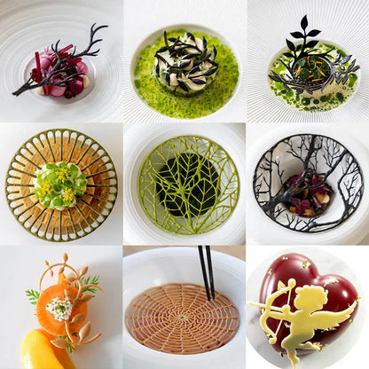 Unique Leaf Circle Ring Sugar Flipping Lace Pad - Tree Branches Vegetable Western Food Decoration - Molecular Cuisine Baking Silicone Mold