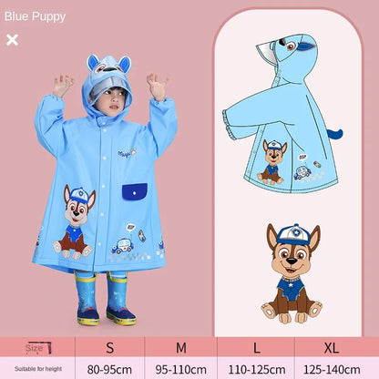 Kids Cartoon Raincoat for Girls & Boys - Satchel Bit Poncho with Storage Bag