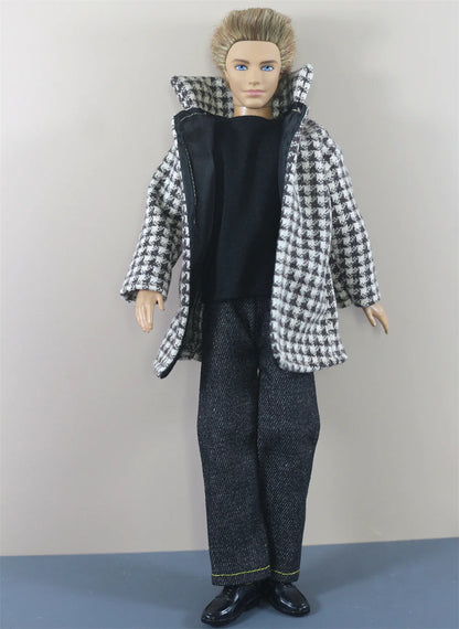 1 Set Woolen Overcoat Outfit for 12-inch Ken Doll – Multiple Styles Doll Clothes