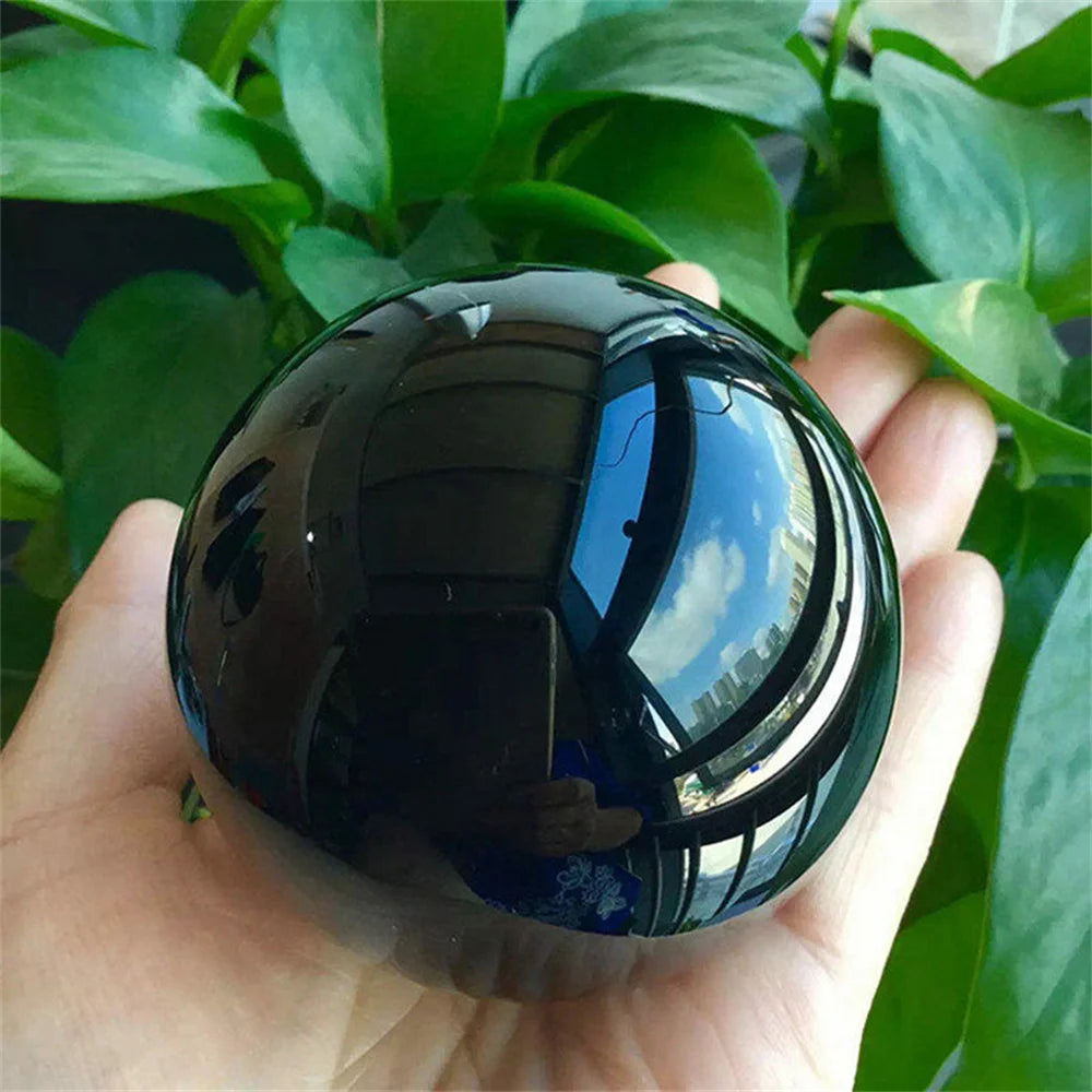 Natural Black Obsidian Healing Sphere – Reiki Crystal Magic Ball for Feng Shui & Home Decor