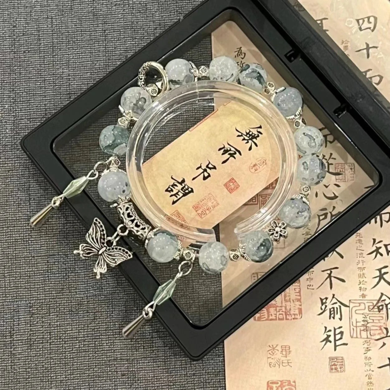 Korean Style Crystal Bead Bracelet - Flower Fox Feather Tassel Charm Jewelry Gift for Women Girls & Best Friends