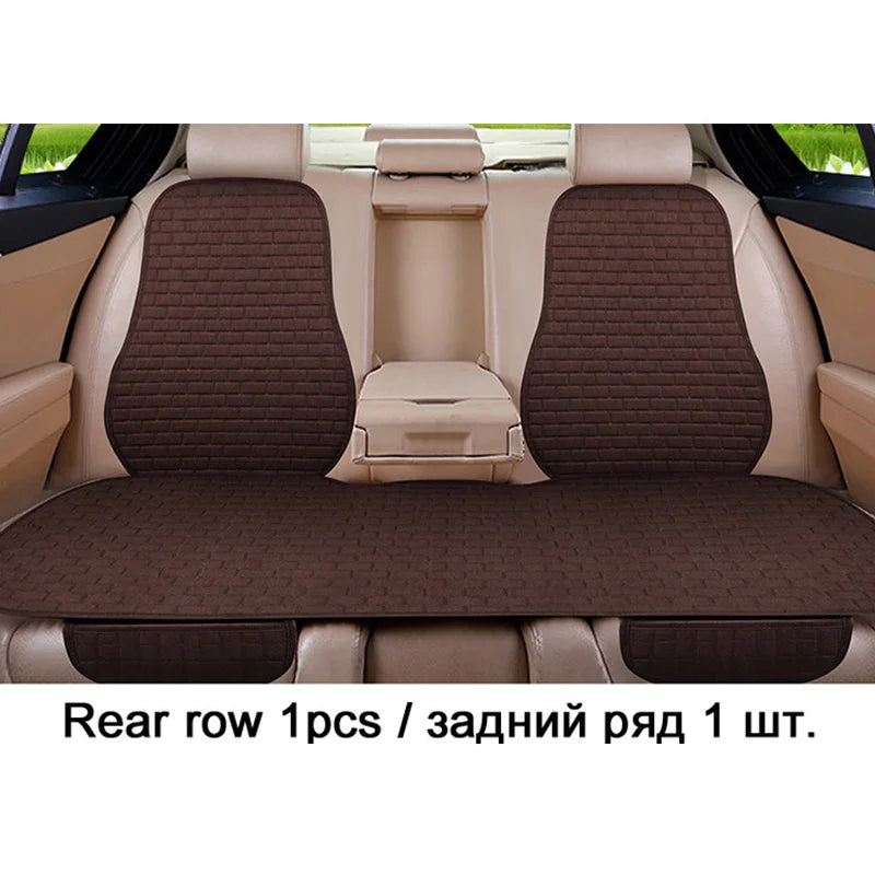 Universal Car Flax Seat Cushion Protector - Front and Rear Seat Cover Pad with Backrest Mat for Automotive Interiors