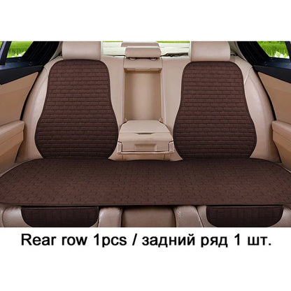 Universal Car Flax Seat Cushion Protector - Front and Rear Seat Cover Pad with Backrest Mat for Automotive Interiors