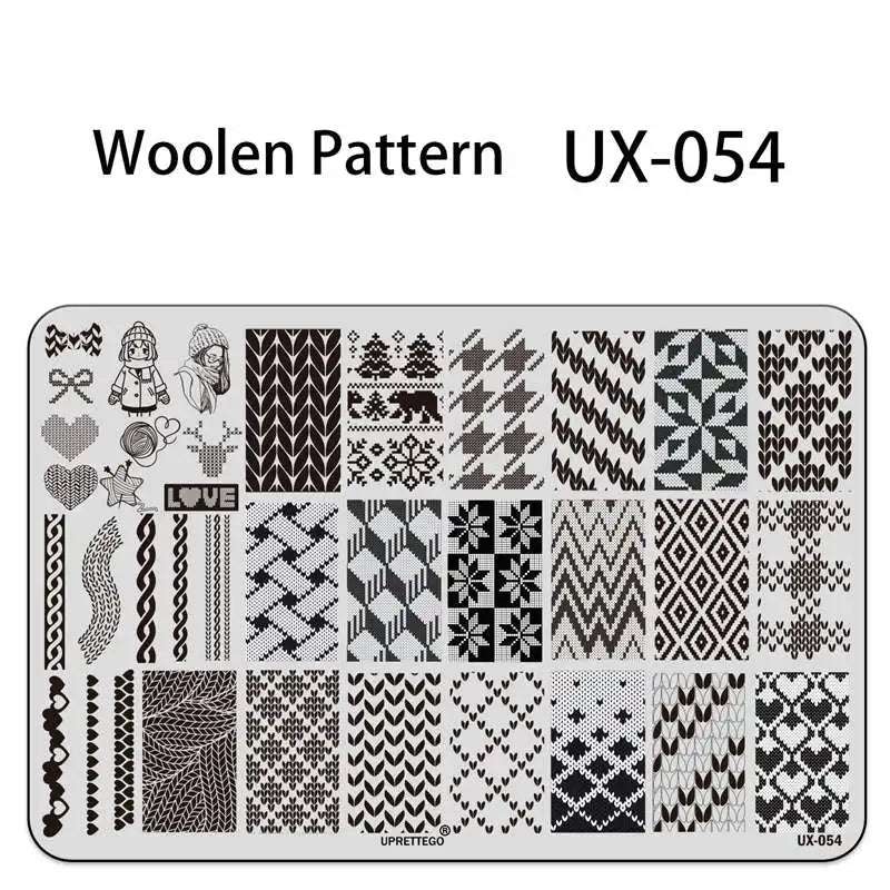 UX Serial 2 Stainless Steel Stamping Plate Template – Vintage Abstract Fabric Texture Pattern for Nail Art, Floral Lace, Xmas & Halloween Designs (UX52)