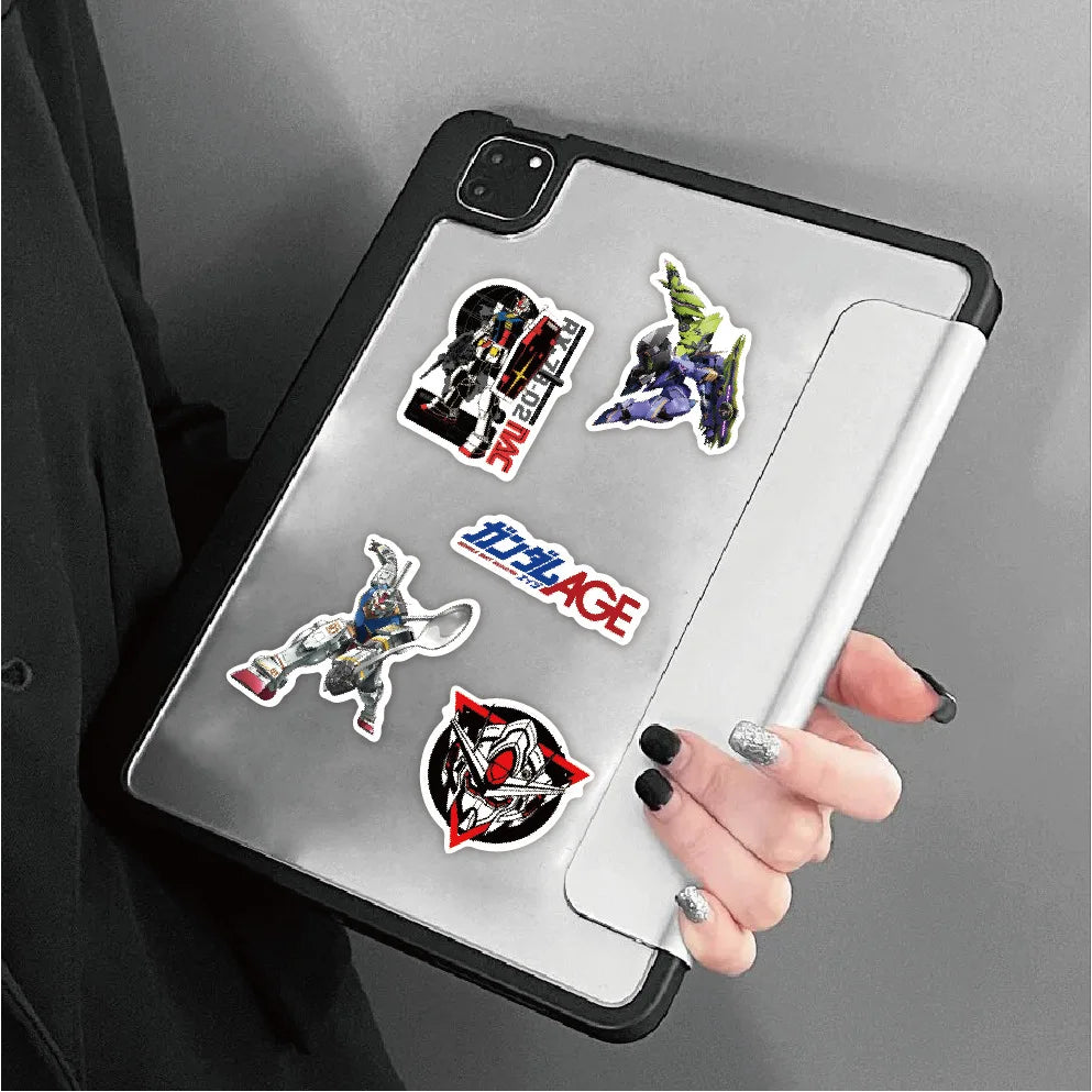GUNDAM Anime Graffiti Stickers - 10/50-Piece Cartoon Decal Pack for Luggage, Phones, Skateboards, Guitars and Scrapbooks