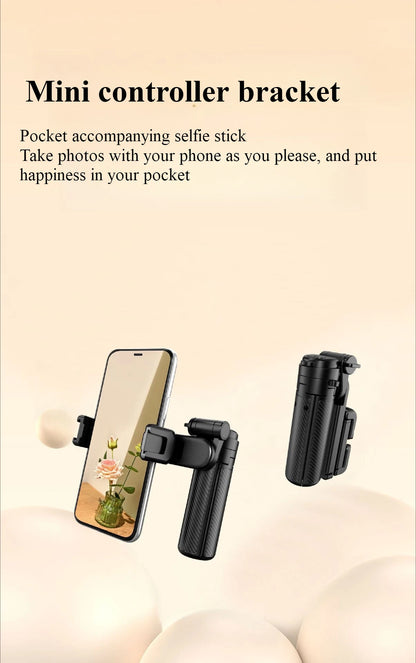 Mini Selfie Stick & Three-Corner Stand – Foldable Phone Holder with Detachable Remote for iPhone & Smartphones, Portable Travel Bracket