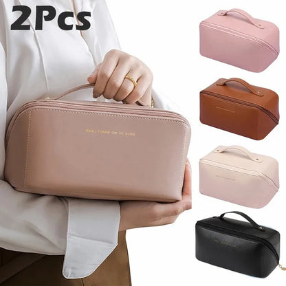 2-Piece Large Capacity Cosmetics Storage Kit: Travel Toiletry & Makeup Bag Set - Advanced Sense Portable Organizer