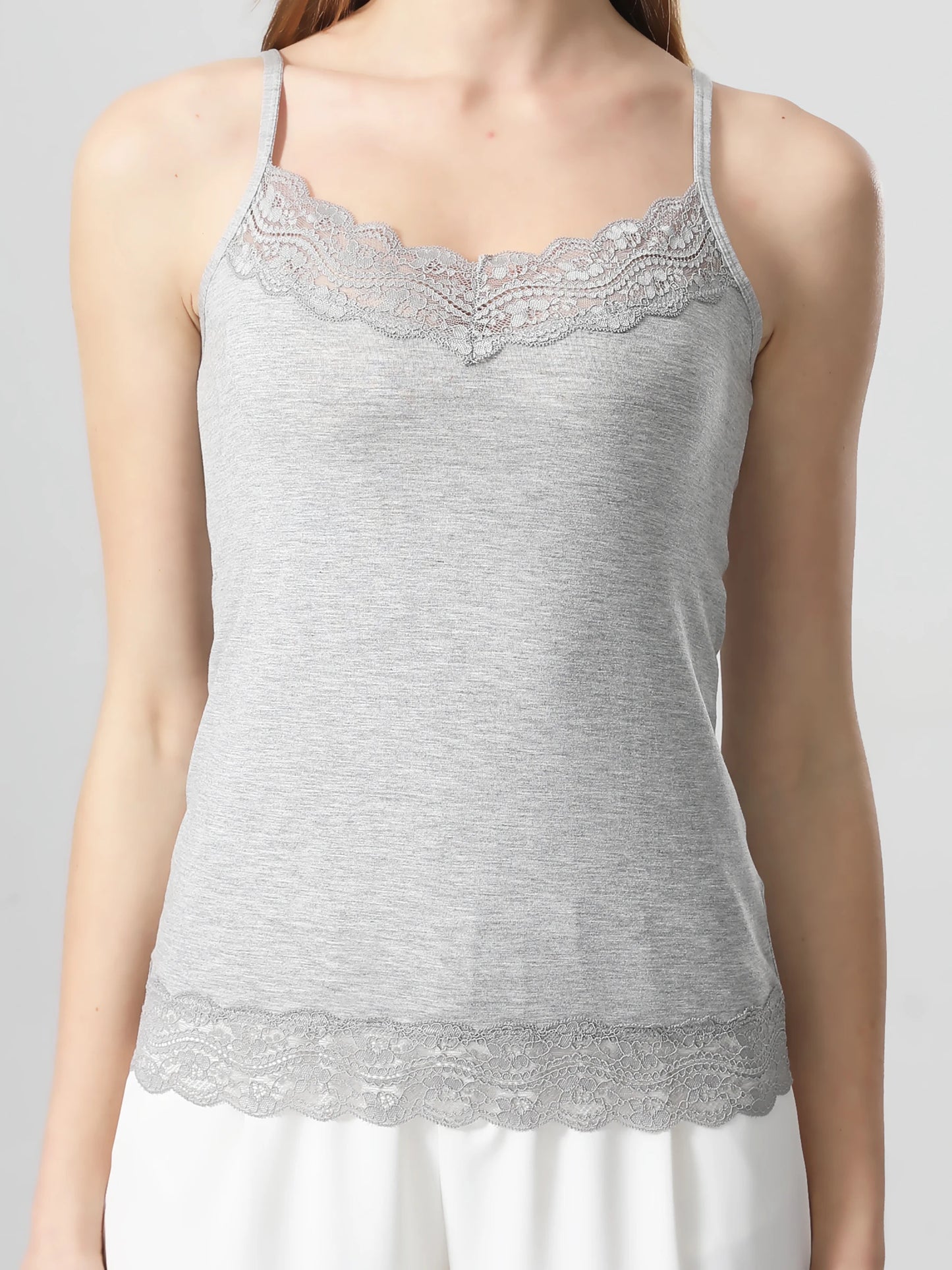 Women’s Lace Trim Camisole Vest – Solid Color Casual Sleeveless Tank Top with Lace Splicing, Inner or Outer Wear Crop Top