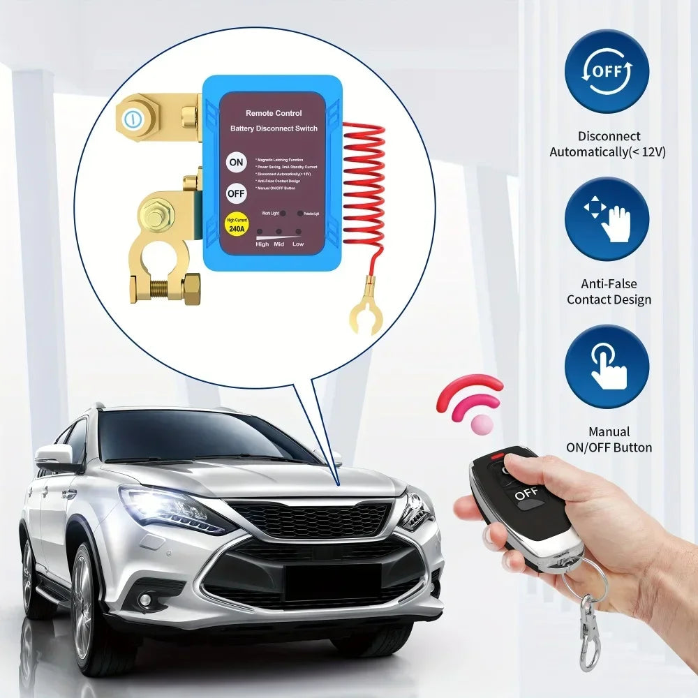Wireless Dual Remote Car Battery Disconnect Relay – Master Kill Cut-Off Switch, 12V Car Interior Replacement Relays Parts