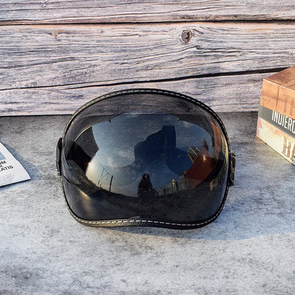 Universal Motorcycle Helmet Sun Visor – Anti-UV Windproof Bubble Lens for Open Face 3/4 Helmets
