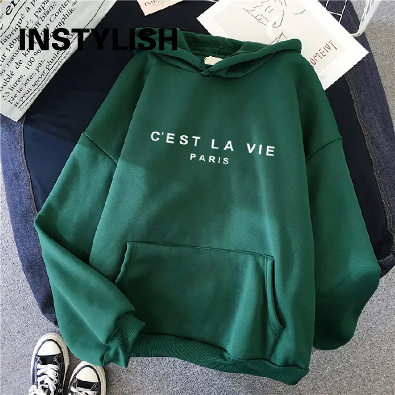 Women's Casual Print Loose Hoodie – Spring Long-Sleeve Harajuku Pullover Sweatshirt, Streetwear Style