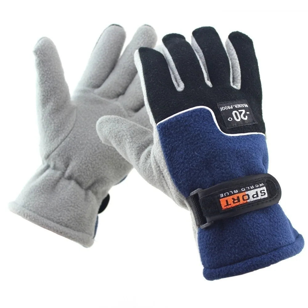Winter Warm Gloves - Plush Thickened Five-Finger Skiing, Cycling & Motorcycle Gloves for Men