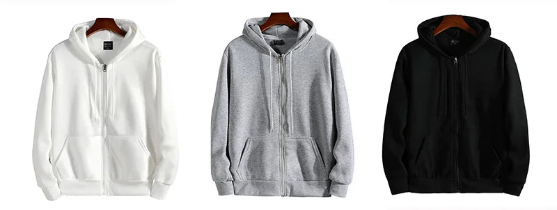 Men’s Zipper Hoodie – Autumn Winter Long Sleeve Casual Sportswear Hooded Sweatshirt Loose Fit