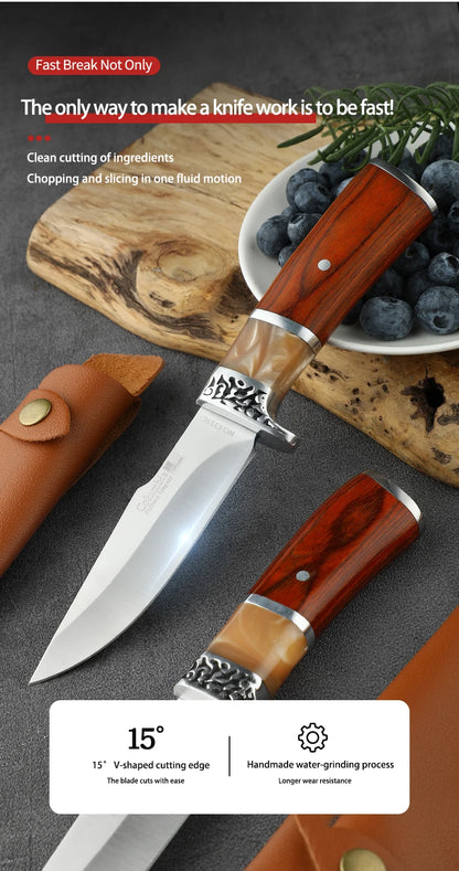Wild Survival Self-Defense Mini Knife – Portable Stainless Steel Pocket Knife for Outdoor Camping, Fruit & Meat Cutting