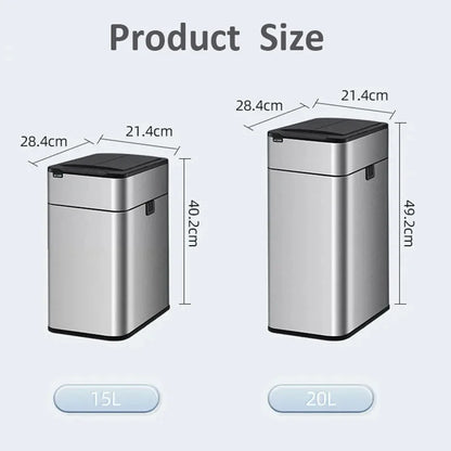 Smart Automatic Trash Can - Stainless Steel Sensor Garbage Bin 20L Large Capacity Kitchen Wastebasket