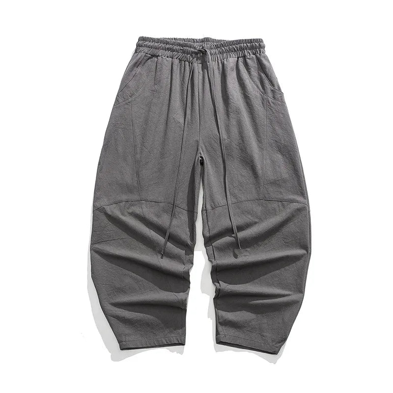 Men’s Spring Loose Harem Pants – Linen Oversized Sweatpants, High-Quality Casual Brand Trousers