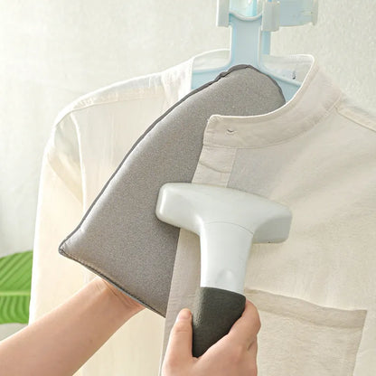 Portable Hand-Held Mini Ironing Pad & Holder Set for Wrinkle-Free Clothes - Protective Mat & Glove Included