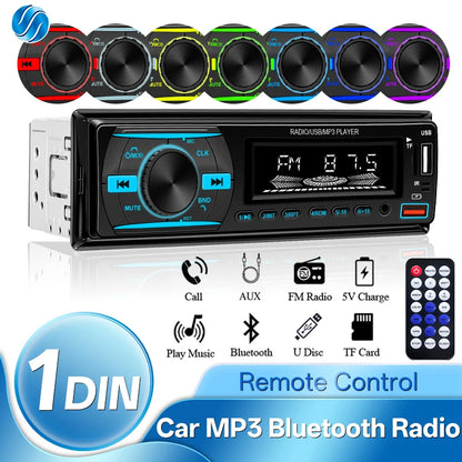 Hippcron 1Din Bluetooth Car Stereo Radio - MP3 Player with FM, AUX, USB & TF Card