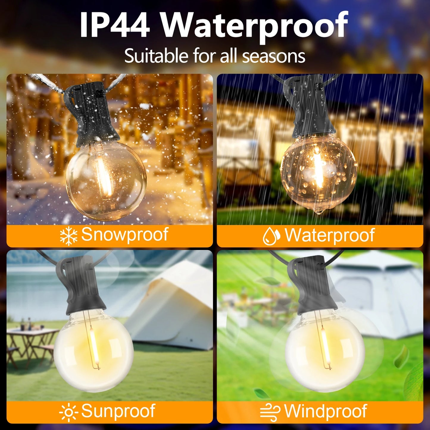 Solar LED G40 Globe String Lights – Waterproof Shatterproof Outdoor Hanging Lights for Backyard & Bistro Decoration