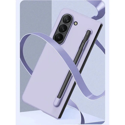 Skin Feel Slim Case for Samsung Galaxy Z Fold 6/5/4/3 - Shockproof Plastic Cover with Stylus Pen Slot Holder