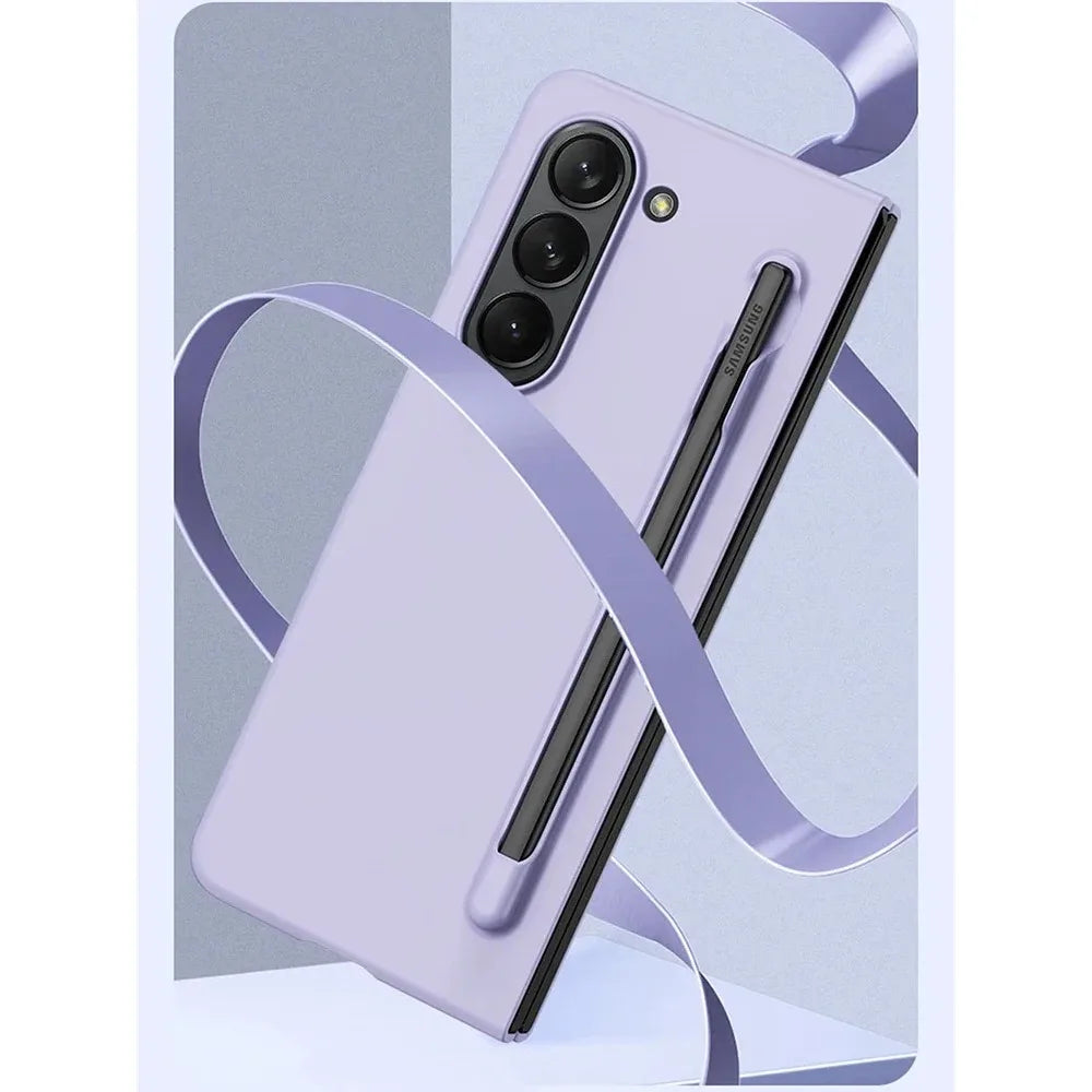 Skin Feel Slim Case for Samsung Galaxy Z Fold 6/5/4/3 – Hard Plastic Shockproof Cover with Stylus Pen Slot Holder