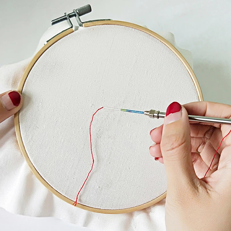 KRABALL 41-Piece Needle Punch Kit Full Set - Magic Cross Stitch Pen, Punch Needle, Big Seam Ripper, Thimble, and Embroidery Hoop