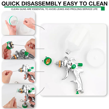 Cordless HVLP Spray Gun 1.4-3.0mm Adjustable High Atomization Gravity Sprayer Pneumatic Tool