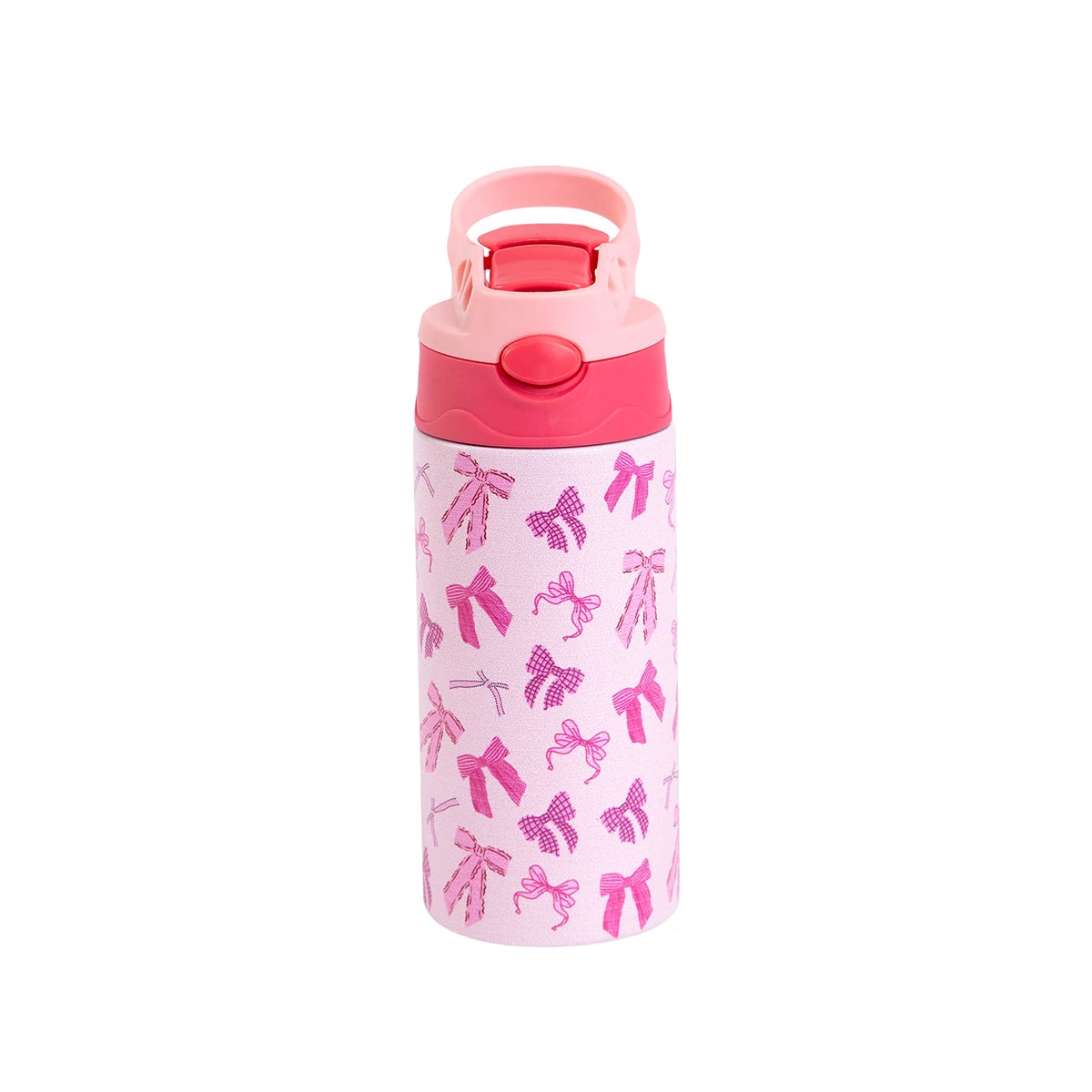 Cartoon Stainless Steel Insulated Cup — Animal Print Thermal Tumbler with Straw Lid, Bow Design Coffee Cup Gift