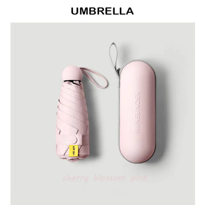 Mini Capsule Umbrella – Portable Sun & Rain Protection, UV Coating, 6 Reinforced Ribs, Compact Travel Outdoor Umbrella