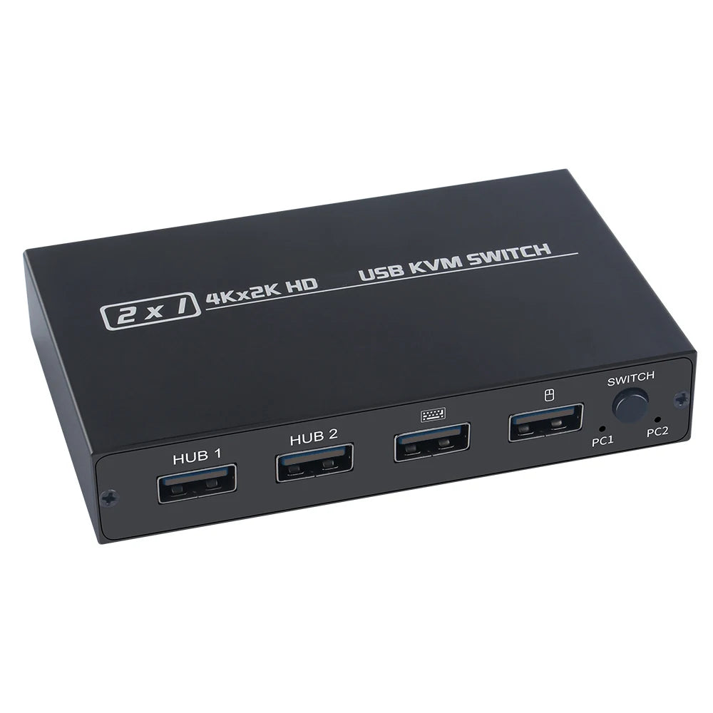 4K 2K HDMI USB KVM Switch 2-in-1 – Dual Computer Share 1 Monitor, Keyboard, Mouse & Printer Support