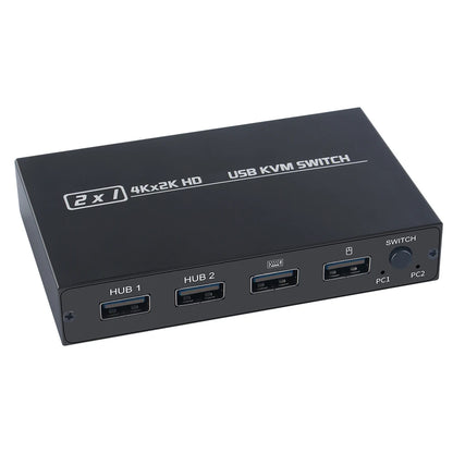 4K 2K HDMI USB KVM Switch 2-in-1 – Dual Computer Share 1 Monitor, Keyboard, Mouse & Printer Support