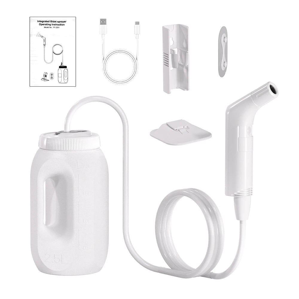 2.5L Portable Electric Bidet | Rechargeable Shataf Hand Sprayer for Personal Hygiene, Travel & Camping