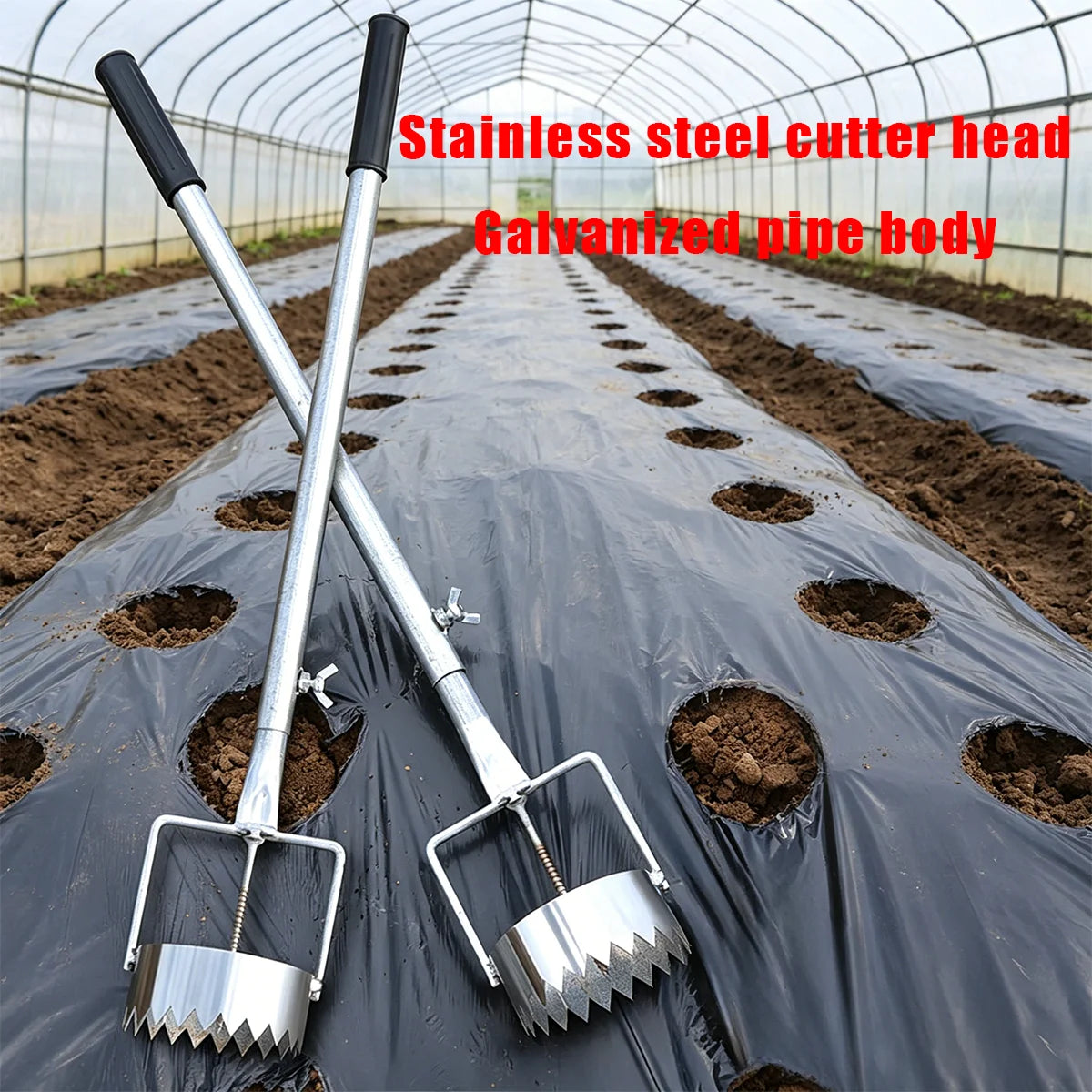 Plastic Film Perforator Tool - Telescopic Punch for Garden, Horticulture & Agricultural Planting