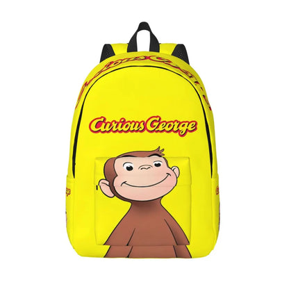 Curious George Cartoon Monkey Backpack - Casual Laptop Shoulder Bag for Students, Work, Travel & Outdoor Use