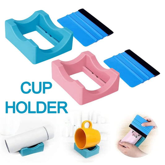 Silicone Tumbler Cradle Holder - Cup Stand with Slot for Crafts, Decals, and Small Tumblers