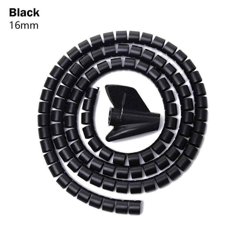 2M Spiral Cable Protector — Wire Organizer Tube for Computer Cords, Cable Management Clip, 10/16/22/28/32mm